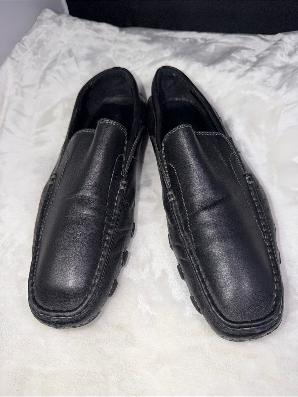 Kenneth Cole Men’s Black Leather Driving Loafers Slip On Moc Toe Shoes Size 11